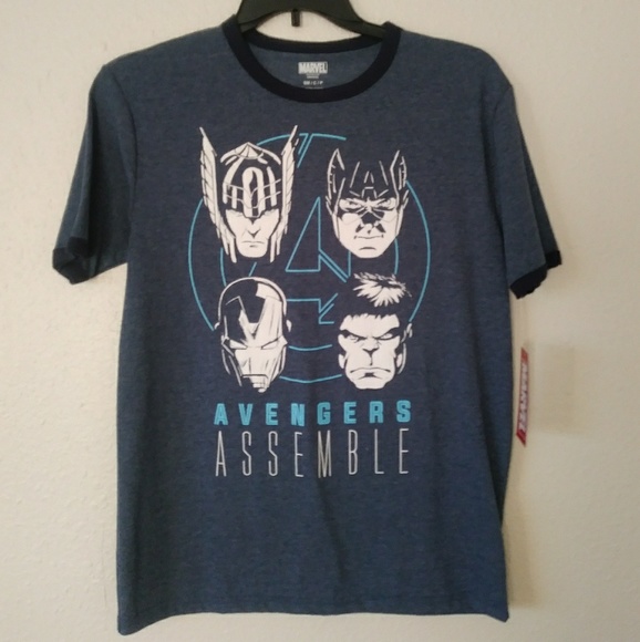 Marvel Blue Characters Avengers Graphic T-shirt - Picture 1 of 8